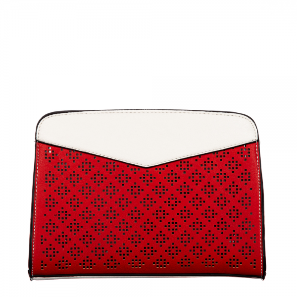 Γυναικεία τσάντα Perfa λευκό  με κόκκινο, 3 - Kalapod.gr